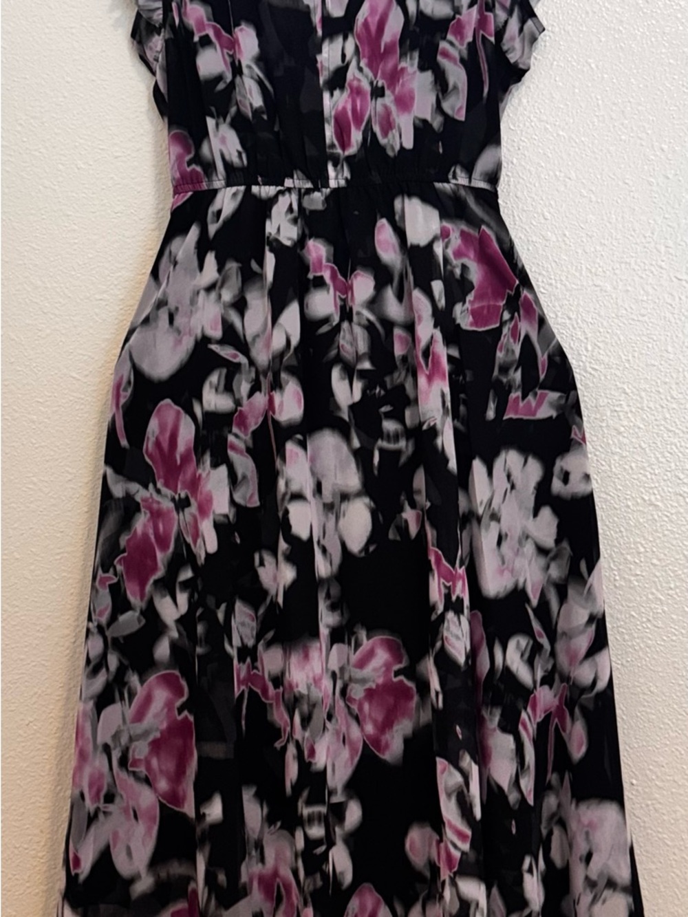 Steve Madden Black Maxi Dress with Pink and White Floral Print
